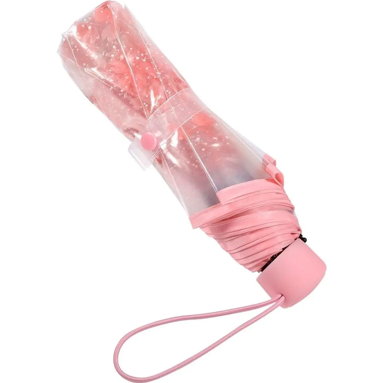 Clear Cherry Blossoms Umbrella, Transparent Rain Umbrellas Manual Open Type Umbrella with Strong Alloy