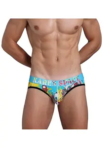 Men's Low Waist Triangle Underwear, Tropical Print Mesh Double Strap Bikini, Home Wear, Casual Daily Use, Slim-Fitting, Low Waist Briefs