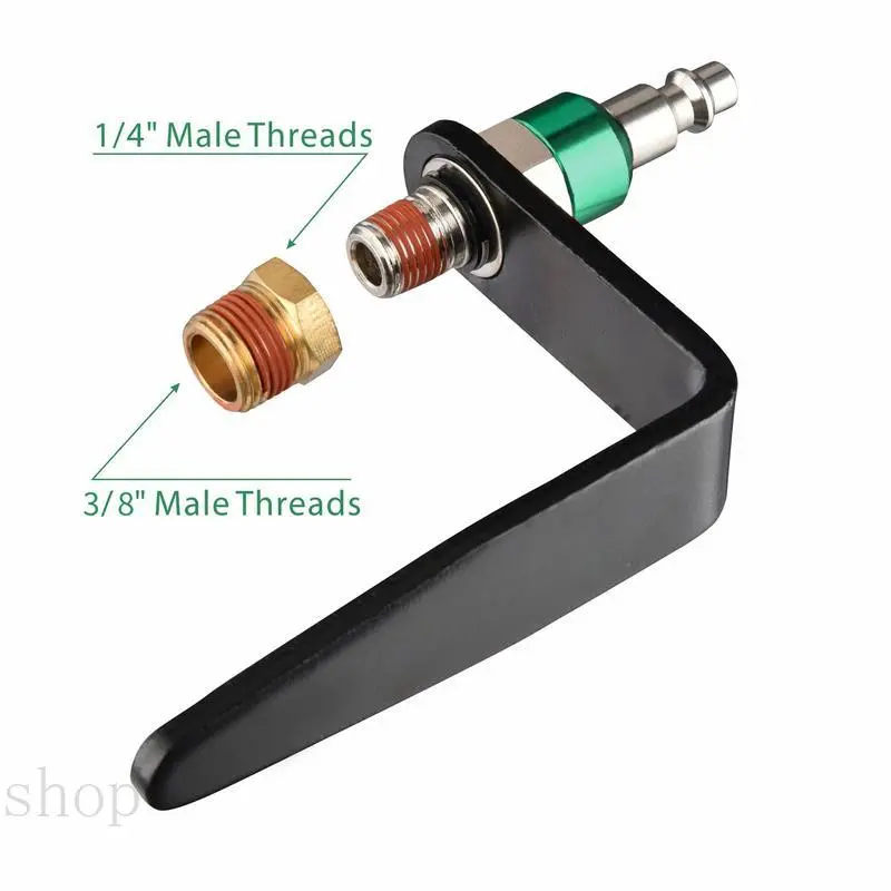 Steel L-Shaped Pneumatic Tool Hook, 1-Piece with 1/4" NPT Brass Adapters, Rotatable 360° Flexible Lightweight Hook, Quick-Easy Installation for Pneumatic Tool Users, Scaffolding Projects