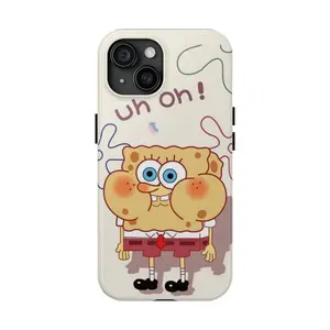 Spongebob phone case, Uh Oh Preppy & Aesthetic Tough Phone Case, iPhone 15 14 13 12 11 Pro Max Plus Mini