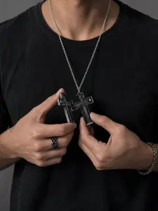 Cross Necklace with Secret Compartment, 3D Printed Charm, Gothic Cross Design, 1.96 Inch Length, Unisex Fashion Pendant, Casual Style, All Seasons
