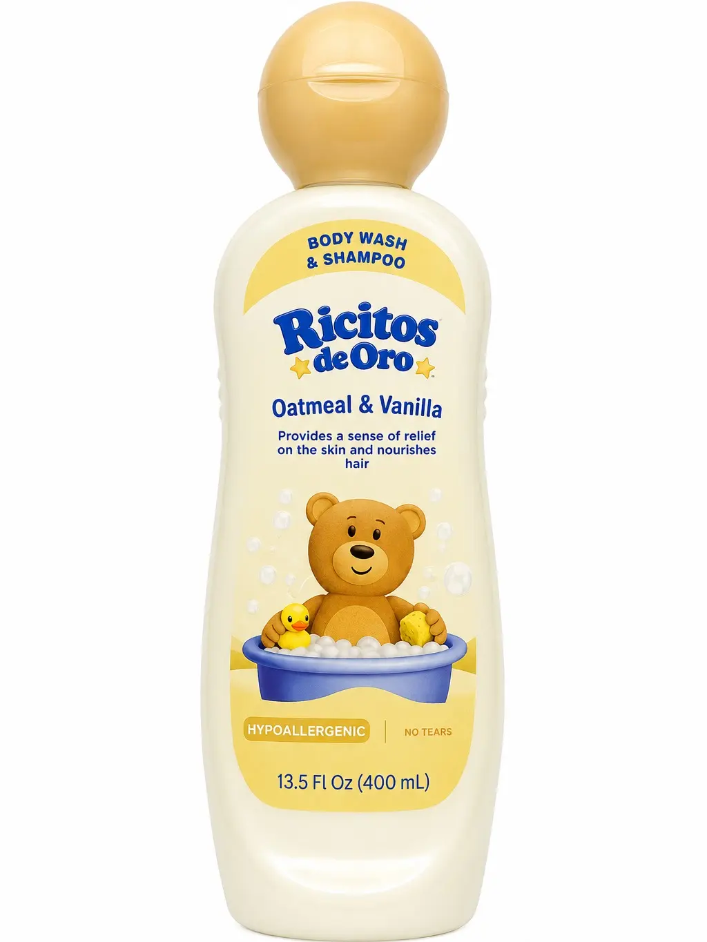 2en1 Jabon y Ducha de Avena y Vainilla - Rictos de Oro - Oatmeal and Vanilla Body Wash and Shower Gel - Gentle Care for Hair 400mL
