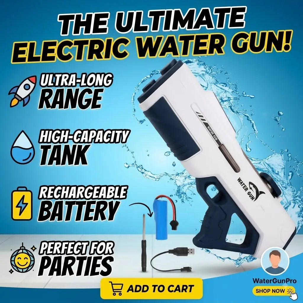 [Free Deliver] Ntaanoo Powerful Electric Water Blaster Soaker Toy, Stay Cool Outdoor, Wide Brim Fishing Hiking Cap, Father's Day Gift