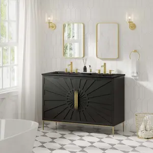 Modway Awaken 48" Double Sink Bathroom Vanity in Black Black