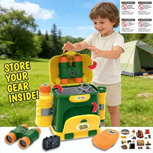 9-Piece Kids Outdoor Explorer Backpack Set Toy, Upgraded Ultimate Adventure Game & Hunting Gear, Binoculars, Shovel, Flashlight, Water Bottle