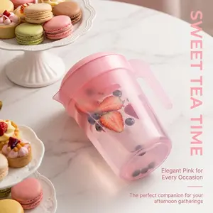 Large Capacity Cold Water Kettle with Lid Heat Resistant Beverage Pitcher for Juice Iced Tea and Homemade Beverages for Family Gatherings and Picnics Food-safe Plastic Material Pink Green