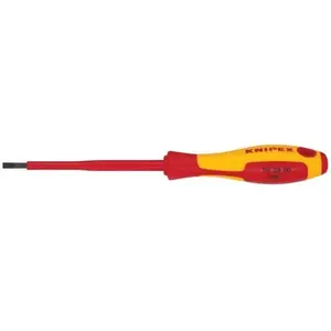 KNIPEX (98 20 40) Slotted Screwdriver, 4"-1000V Insulated, 5/32" Tip