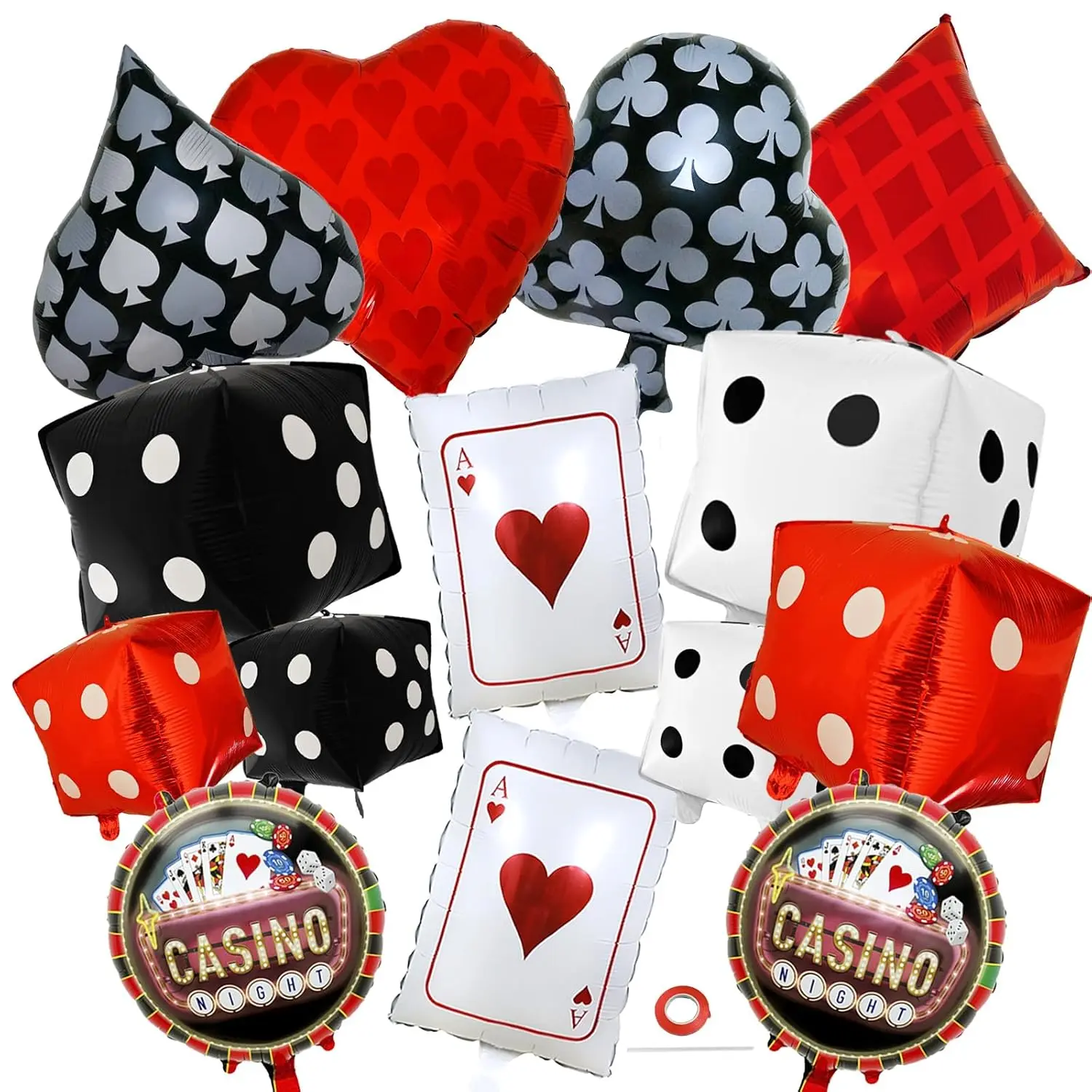 Dice And Poker Cards Casino Balloons Decorations, 14 Pcs Large Dice Casino Theme Balloons For Birthday Party Decoration, Texas Poker Parties Decor Game Night Las Vegas Themed Party Supplies