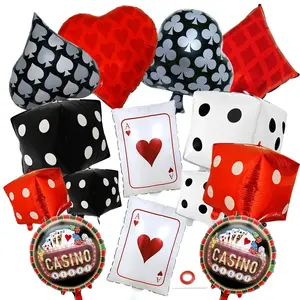 Dice And Poker Cards Casino Balloons Decorations, 14 Pcs Large Dice Casino Theme Balloons For Birthday Party Decoration, Texas Poker Parties Decor Game Night Las Vegas Themed Party Supplies