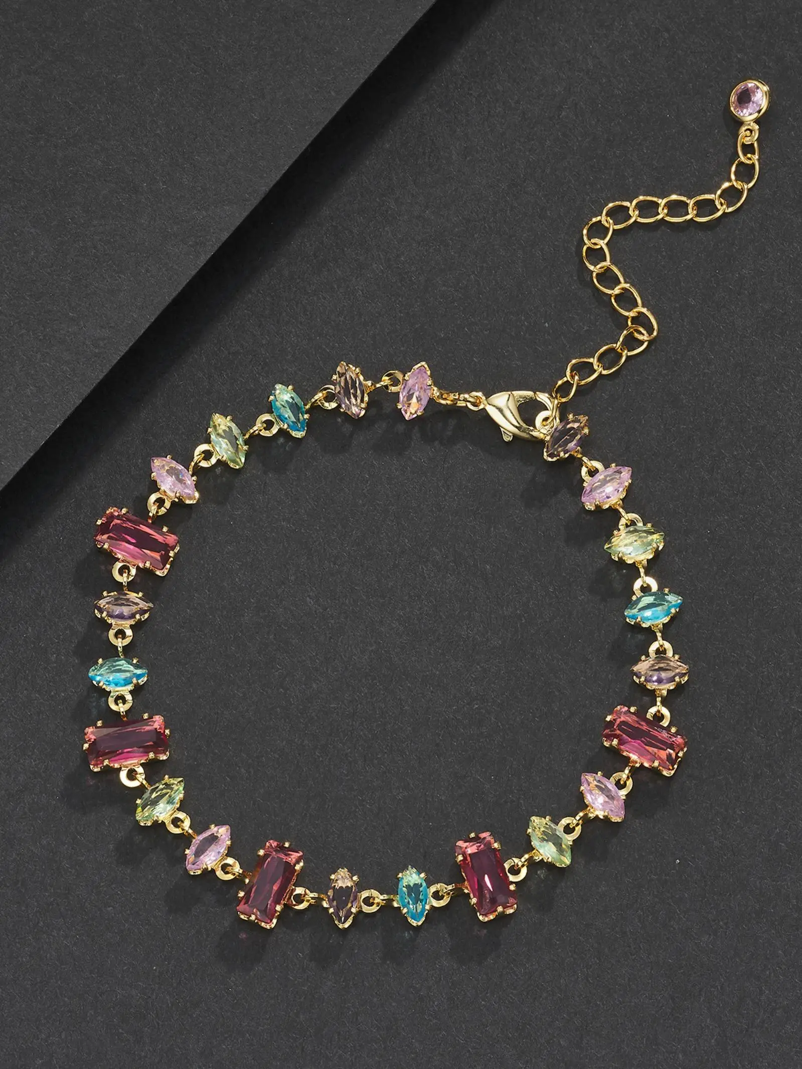 Colorful Dopamine Hip-Hop Bracelet, Unique Jewelry Accessory Gift for Girls, Fashionable Jewelry Accessories, Trendy Jewellery Accessories, Birthday Present, Copper Chain, Metal Plated Gold, Fashion Bracelets