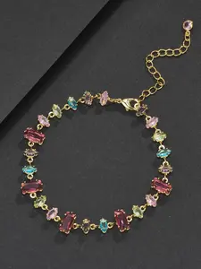 Colorful Dopamine Hip-Hop Bracelet, Unique Jewelry Accessory Gift for Girls, Fashionable Jewelry Accessories, Birthday Present, Copper Chain, Metal Plated Gold, Fashion Bracelets