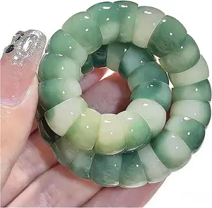 September Laurel Natural Bodhi Bead Stress Relief Bracelet, Green Polished Bodhi Meditation Beads, Unisex Calming Wrist Bracelet, Fashion Daily Wear Gift