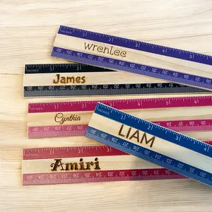 12 Inch Wooden Rulers with Personalized Name Engraving - Enter name in order comments 11 inch ruler