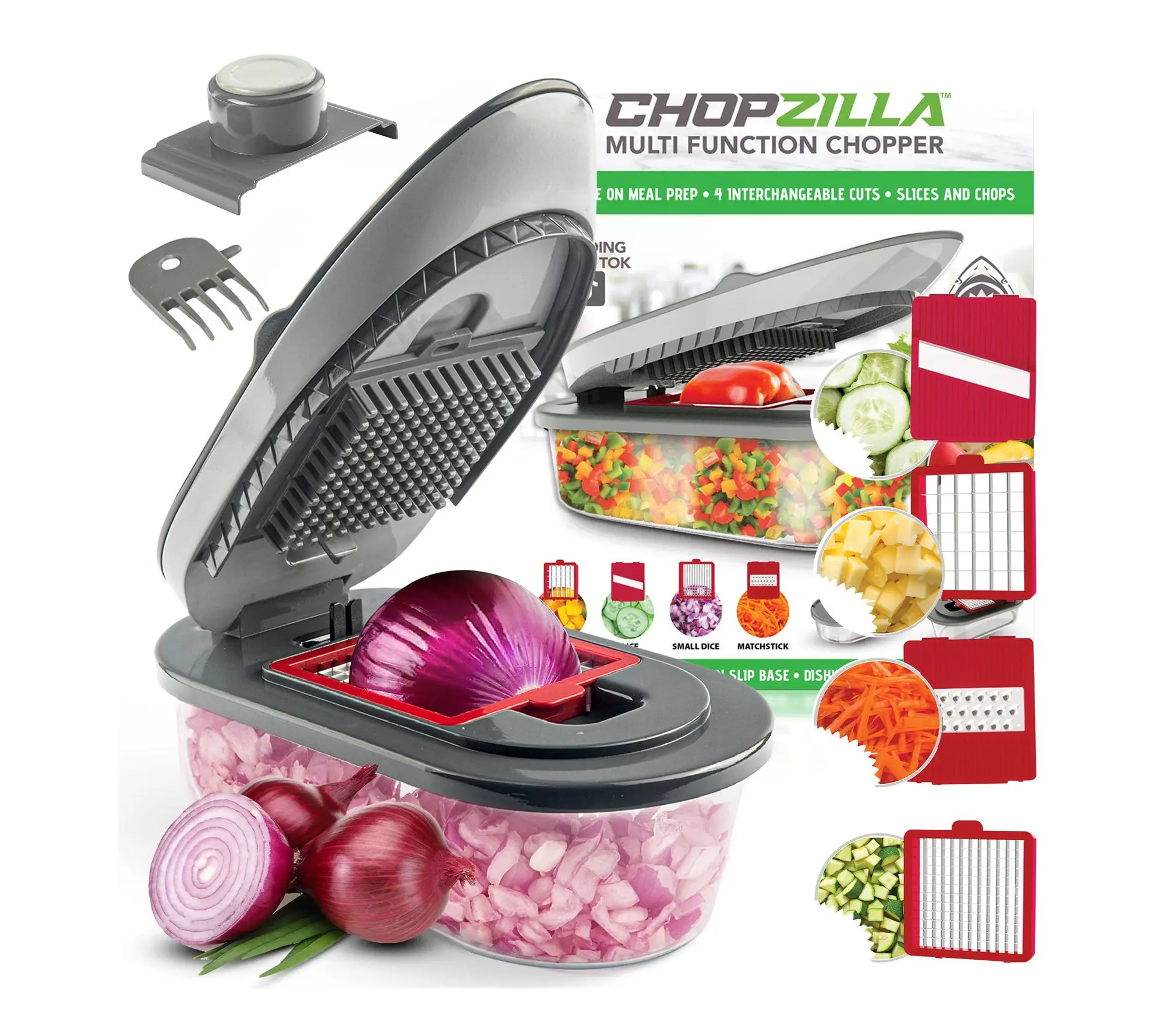 Chopzilla Multi-Function Food Chopper - 4 Interchangeable Cuts Chopzilla Multi-Function Food Chopper - 4 Interchangeable Cuts