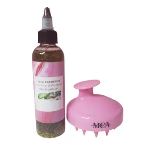 J's Rosemary & Fenugreek Hair Growth Oil Infused with Hair Brush Massager - Nourishing Haircare for Longer and Thicker Locks