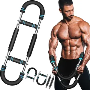 40-100lb Adjustable Strength Trainer Forearm Triceps Chest Enhanced Exercise Strengthener, Portable Detachable Spring Resistance Upper Body Fitness Machine for Home & Gym Workout Equipment																	