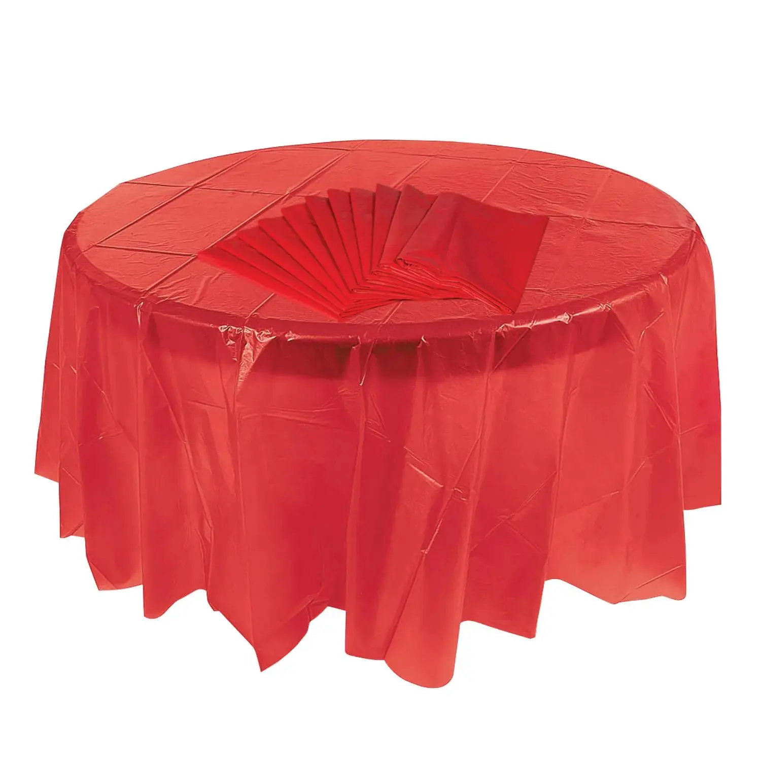 Bulk 12 Pc. Red Round Plastic Tablecloths