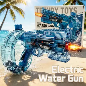 Cool LED Burst Light Electric Water Sprayer with Transforming Mechanism, High-Speed Back-Blow Auto Squirt Toy for Summer Water Battles and Outdoor Fun Activities