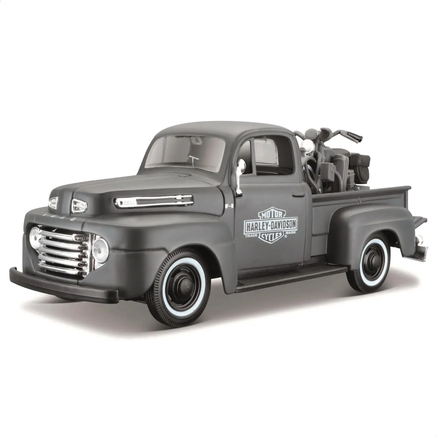 Maisto 1:24 Scale 1948 Ford F-1 Pickup and Harley Davidson 1942 WLA Flathead Diecast Model Car