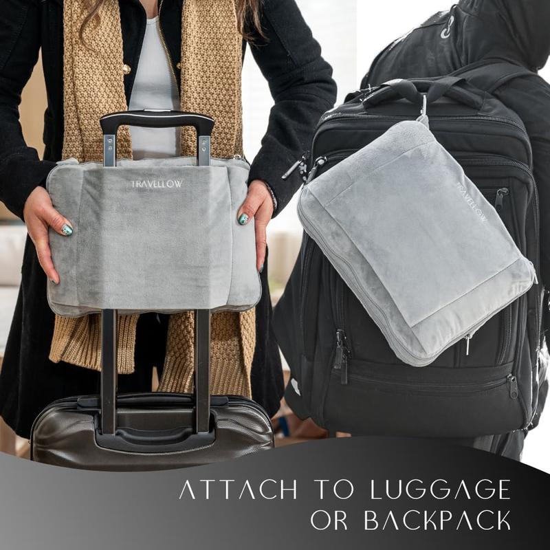 Travellow Travel Pillow and Blanket Set - 4-in-1 Ultimate Travel Kit with Memory Foam Pillow, Travel Blanket, Sleep Mask, and Earplugs-Ultimate Comfort and Coziness for Your Journeys - Blue