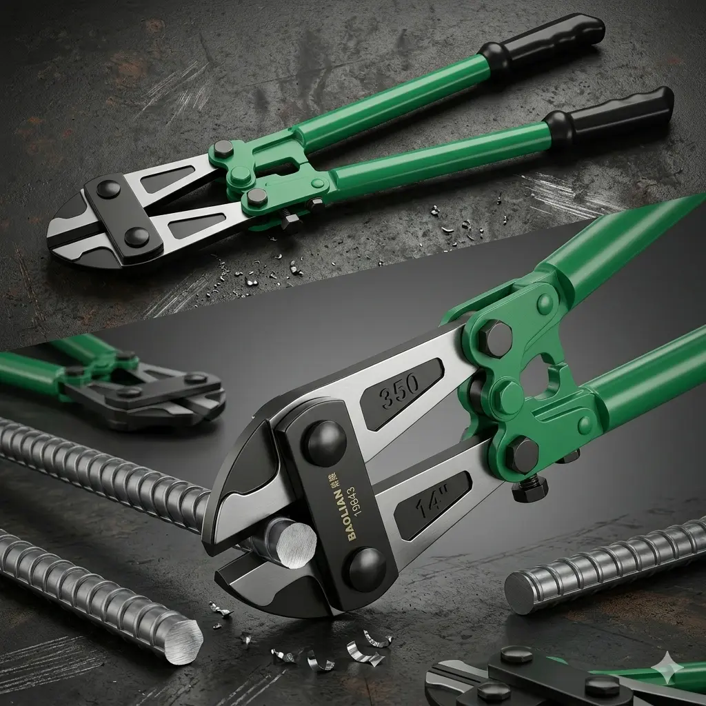 14-inch (350mm) High-Leverage Adjustable Chrome Vanadium Steel Bolt Cutter, Forged Heavy Duty, Jaw Adjust, Ergonomic Non-Slip Grips, Rebar Cuts Capacity, Ideal for Construction #Tools