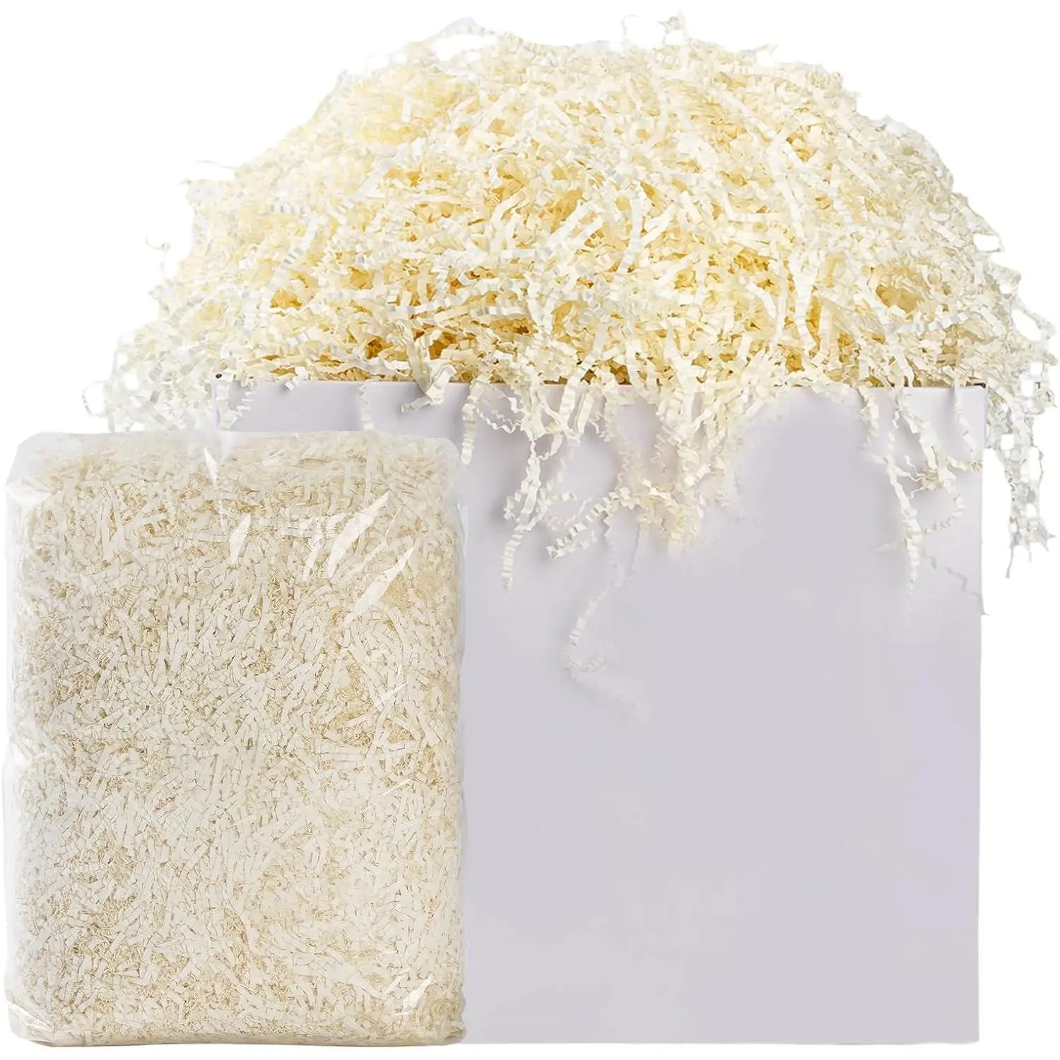 2.2LBS Crinkle Cut Paper Shred Filler, Beige Shredded Paper for  Bag Box Basket, Packing Grass Cushion Crinkle Shred Filler for Christmas Wedding Birthday Bridesmaid Engagement