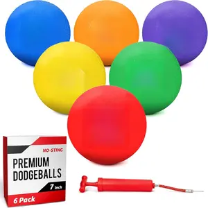 Inflatable Dodgeballs - Choose 7 Inch No Sting Balls - Set of 6 Includes Ball Pump & Mesh Bag