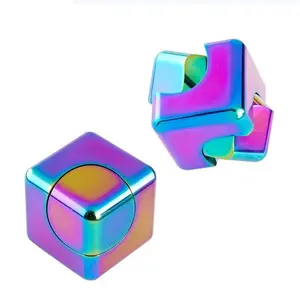 Cool Artsy Rainbow Color Metal Fidget Cube Novelty Stress Relief Gadget Fun Relaxation Interesting Collectable Unique Gift