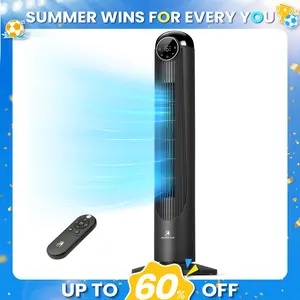 Summerwins[Limited Stock]Antarctic Star T36 Tower Fan for Bedroom, 2026 Upgraded DC Motor, 26ft/s High Velocity, 22dB Ultra Quiet Standing Fan, 6 Speeds & 4 Modes, 90° Oscillating Bladeless Fan with 9H Timer, Floor Fans with Remote, Black summerwins