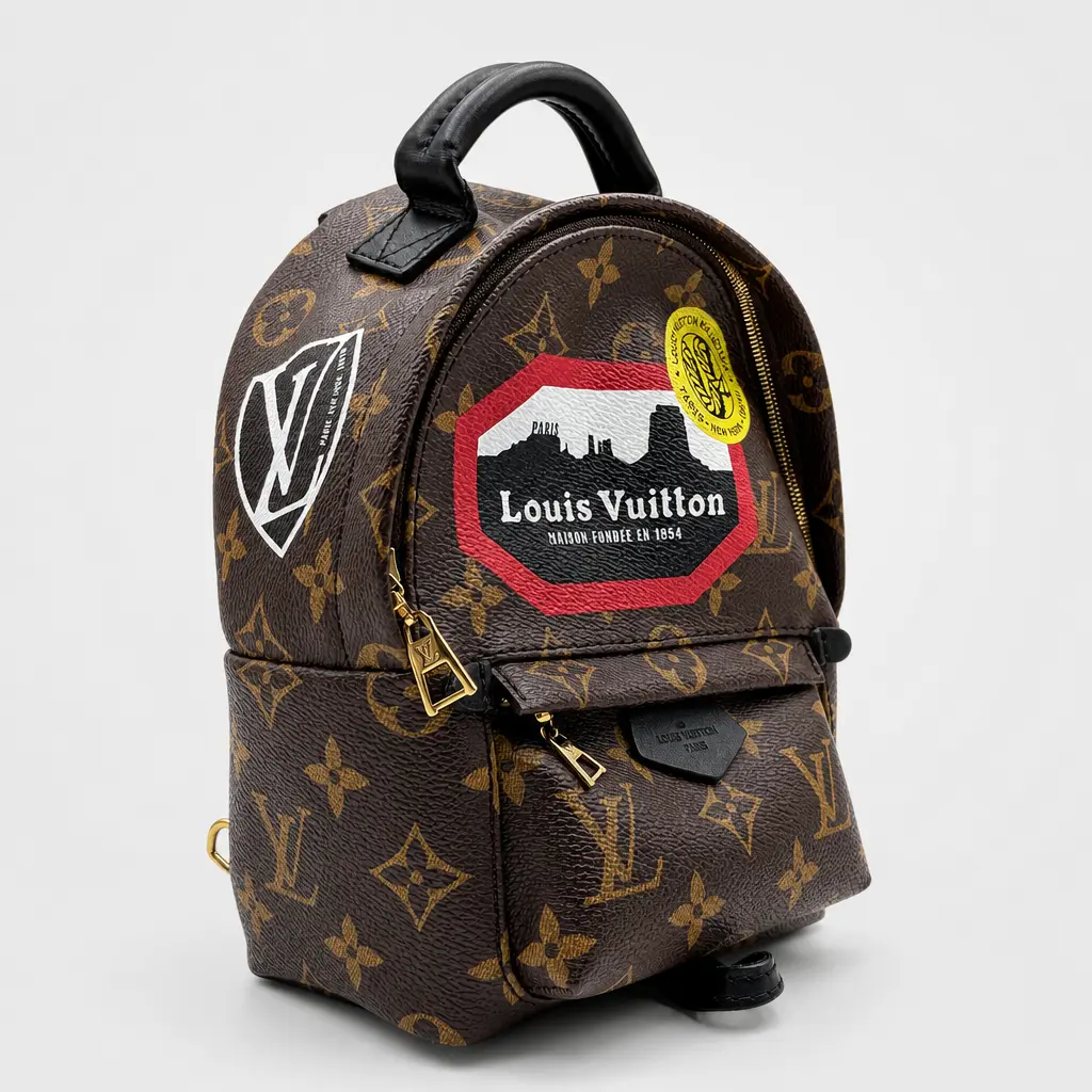 Pre-owned Louis Vuitton h5 Palm Springs Mini Limited Edition City Sticker Backpack H42334