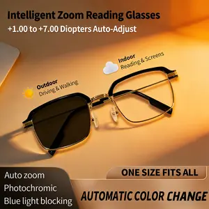 Auto Light Adaptive Smart Glasses 2 in 1 Blue Light Blocking UV Protection Color Changing Lenses Metal Frame Lightweight for Men Women