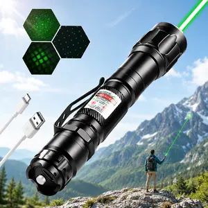 Portable Green Light Presenter Torch, Rechargeable Camping & Hiking Light with Adjustable Mode, Durable Metal Shell for Office & Teaching Use