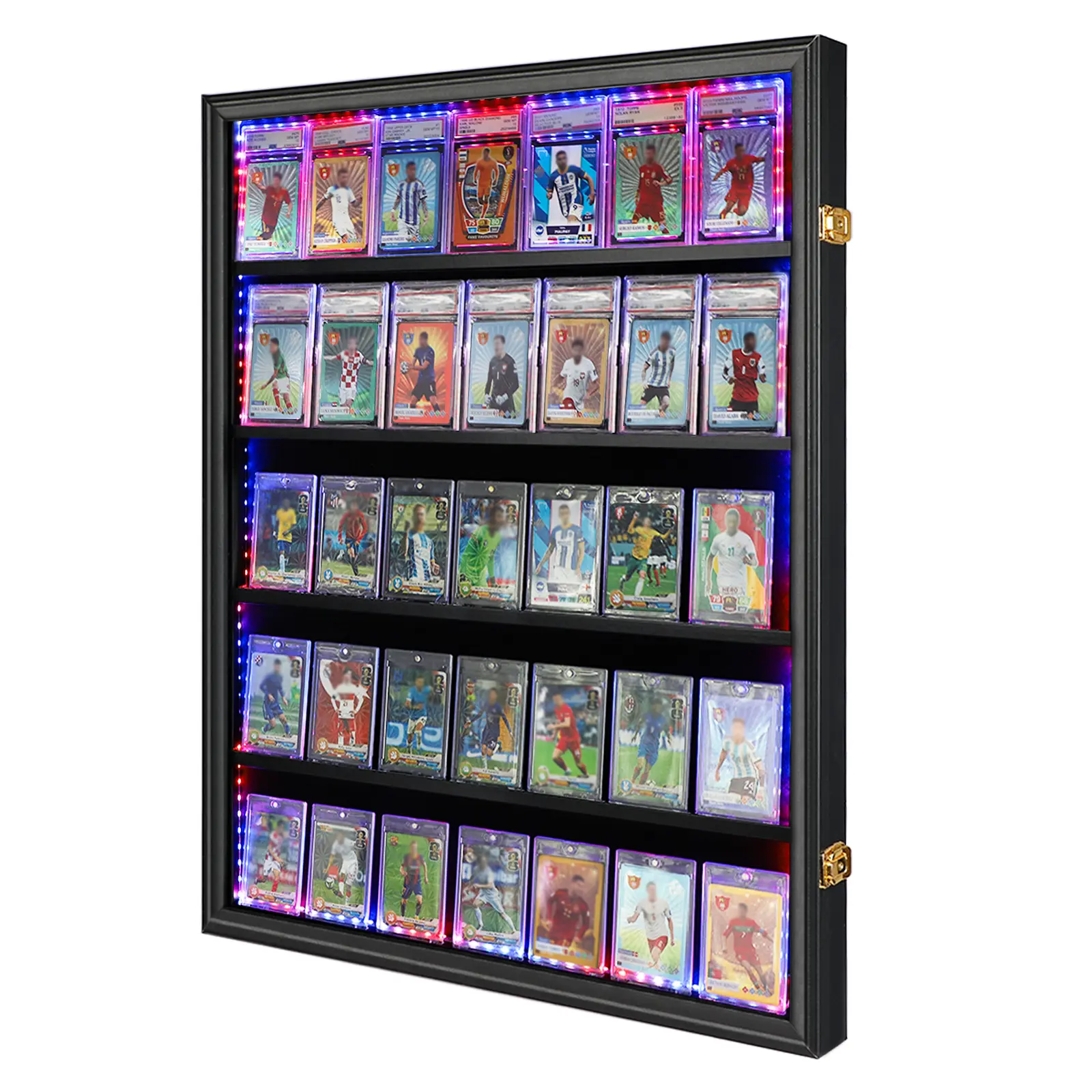 Graded TCG Display Case with LED - Lockable Trading Card Collector Wall  Display Holder for Baseball Basketball Football Hockey TCG Graded Cards  Pokmon Gathering YGO FAB FFTCG DBSCG DBS WS Cards -
