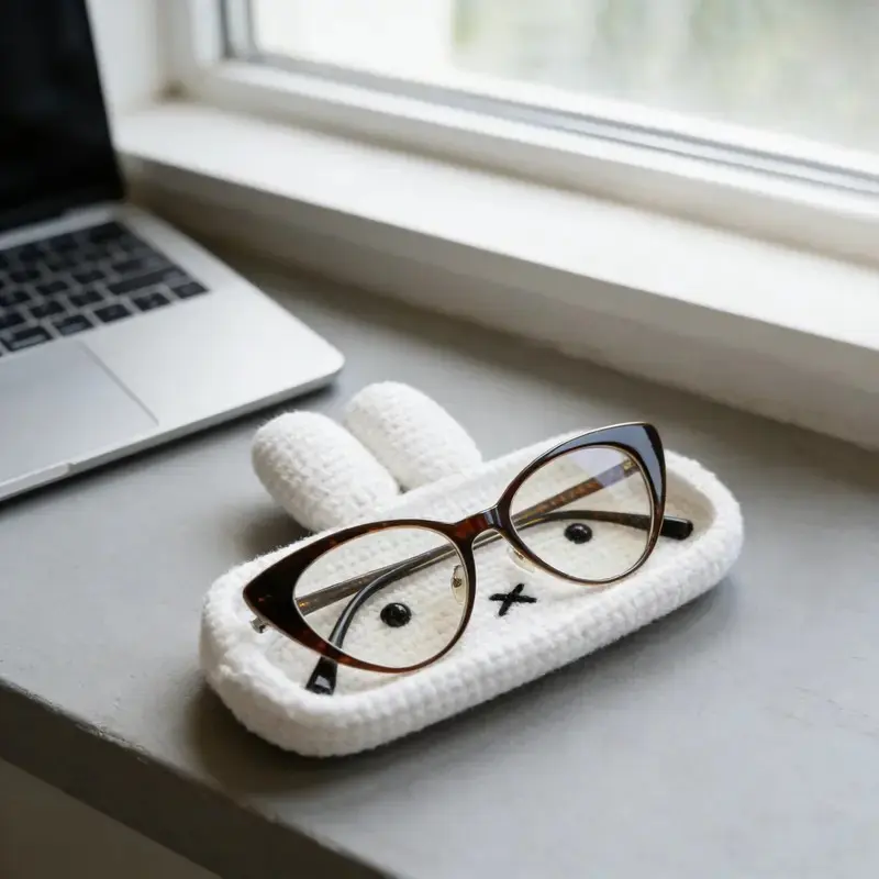 Handmade Crochet Animal Eyeglass Holder, Bunny Glasses Holder Tray, item holder, Glasses Storage, Cute Desk Decor & Accessory, Unique Gift Idea