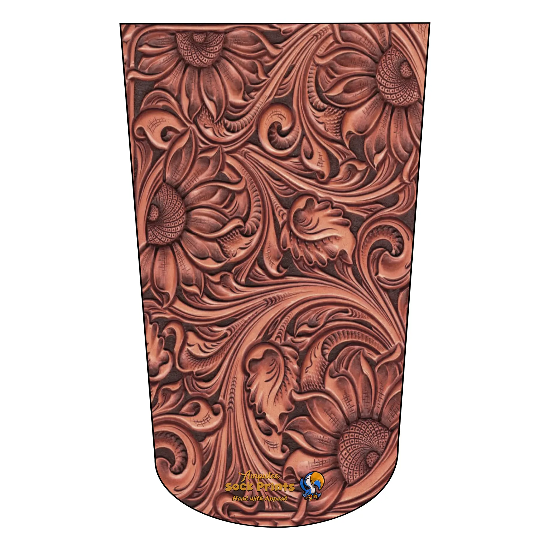 Amputee Sock "Western tooled pattern V2",Stump Sock, Prosthetic Limb Sock