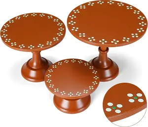 3 Set Mexican De Barro Cielito Lindo Cake Stand Party Decoration 8" 10" 12" Metal Orange round Dessert Pie Display Holder for Wedding Celebration Birthday Baby Shower Cinco De Mayo(Flower) Amyhill