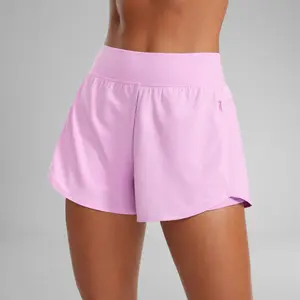 CRZ YOGA  2 in 1 Double Layer Running Shorts for Women 3" - High Waisted for Athletic Tennis Workout with Zip Pockets