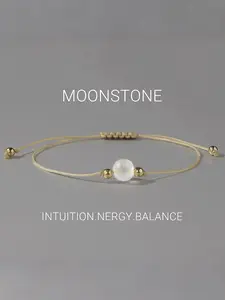 Moonstone Beaded Bracelet, Fashionable Braided Bracelet for Women & Girls, Trendy All-match & Exquisite Jewelry for Birthday Gift, High Quality Bracelet, Moonstone Crystals