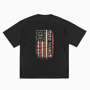 Cotton, standalone, short-sleeved top, available for both men and women, with a retro FREEDOM 250th Anniversary print,Unisex