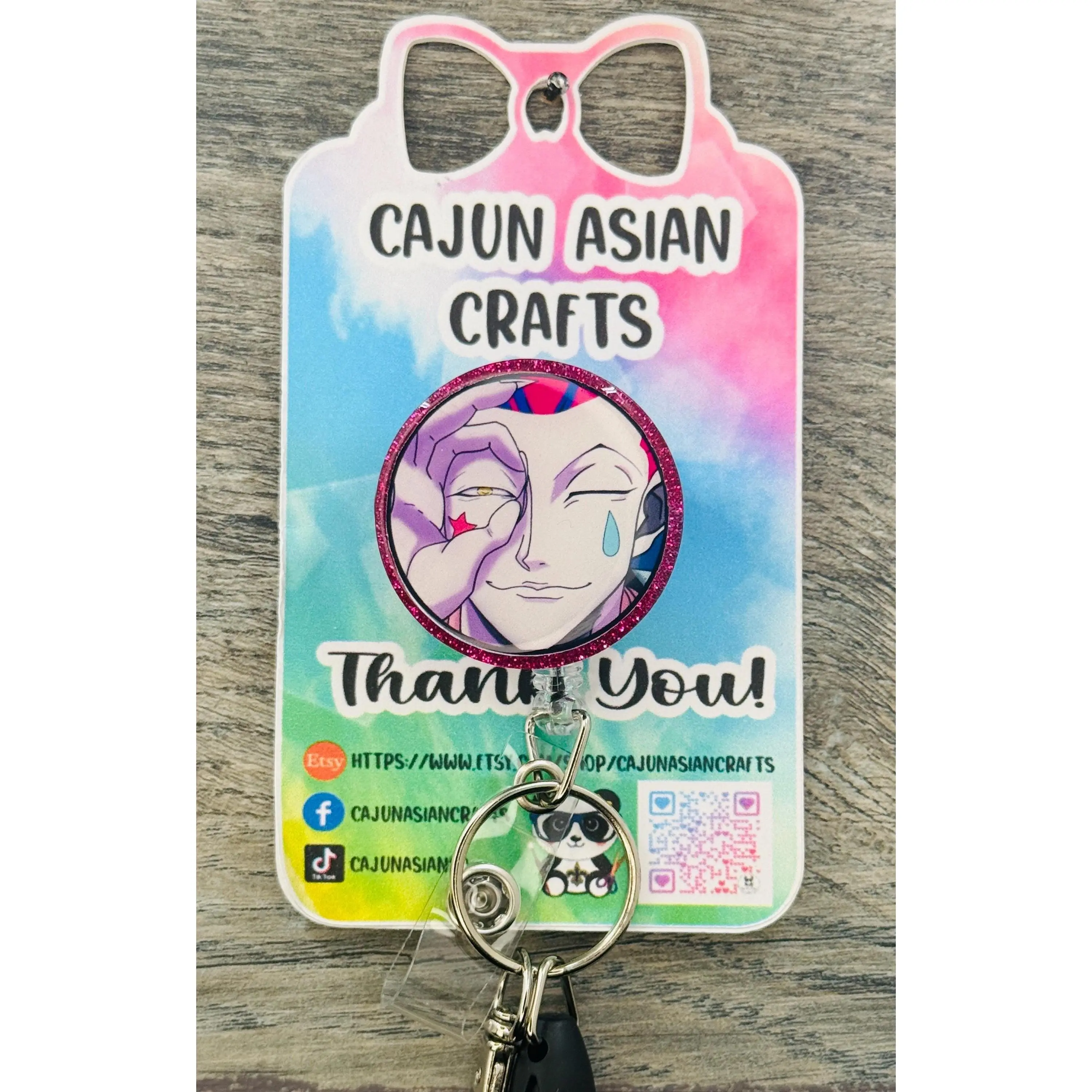 HunterX Joker Inspired Anime Badge Reel/ID Clip Retractable-(Alligator, Belt, MRI Safe, Carabiner Clips) & Non-Retractable Clips