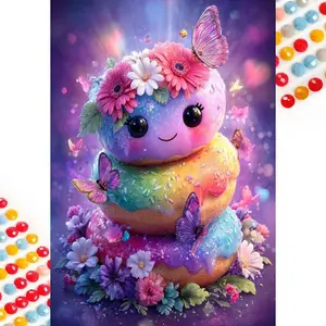 5D DIY Full Drill Round Diamond Painting - Diamond Art Kit Colorful Donuts Mosaic, Canvas - DIY Decorative Painting, Home Wall Decor, Suitable for Halloween and Christmas, Birthday and Anniversary Gifts