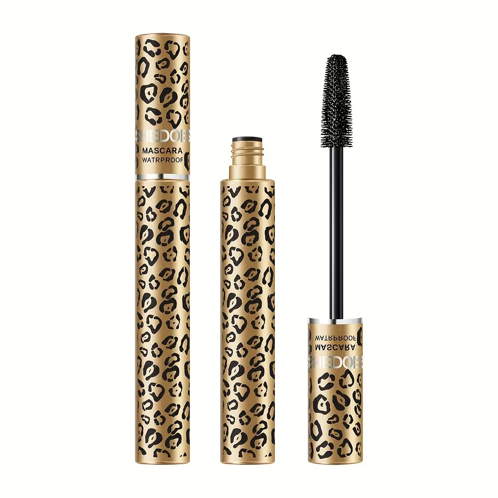Leopard Print Waterproof Brush-On Mascara - Lengthening, Volumizing, Curling, Non-Smudging Formula for Big Eye Effect, Long Lasting All-Day Stay Single Item, Lengthening Mascara, Long Lasting Mascara