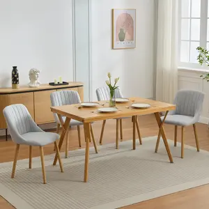 Modern Dining Chairs, Mid Century Dining Room Chairs Set of 2, Upholstered Fabric Accent Chair with High Back and Wood Legs, Kitchen Side Chairs for Living Room, Bedroom, Beige