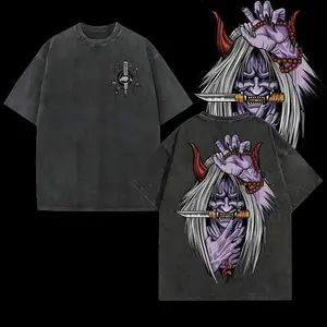 Minato Reaper Death Seal - Shinigami Anime Double Printed Vintage Washed Tee Unisex Oversize Anime Manga Washed Heavyweight Cotton T-shirt, Gift For Anime Fan, Anime Lover