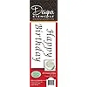 Designer Stencils C013 Happy Birthday Cake Stencil, Beige/semi-transparent 3 x 5..5 inches