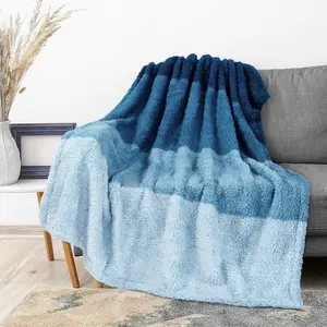 PAVILIA Fluffy Sherpa Throw Blanket Ombre, Gradient Plush Soft Fuzzy Decorative Accent Throw Blanket for Couch Sofa Bed, Cozy Warm Decorative Furry Faux Fur Blanket