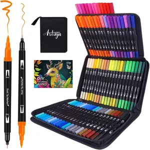 Dual Markers Brush Pens for Adult Coloring Books, 72 Colors Art Marker Set with Fine & Brush Tip Pen for Bullet Journaling, Coloring, Drawing, Hand Lettering, Calligraphy, Art Supplies, Artist Bundle, Art Materials