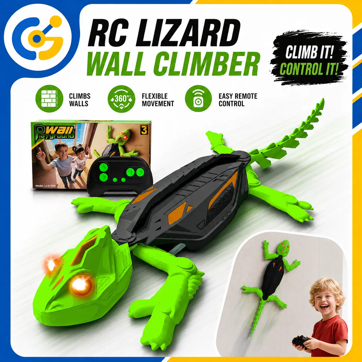 Kid Toys For Boys RC Chameleon Toy for Kids, Rechargeable Remote Control Lizard Cockroach Toy with LED Eyes, Wall Crawler Gecko Toy, Dual Mode Floor & Wall Driving, Gift for Boys and Girls Ages 3+, Spoof Gifts