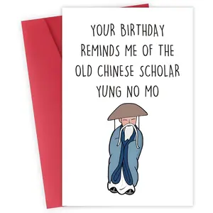 Funny "Young No More" Handwriting Greeting Cards - Office Stationery Birthday Gift for Older Adults, Friends, Parents, Grandparents