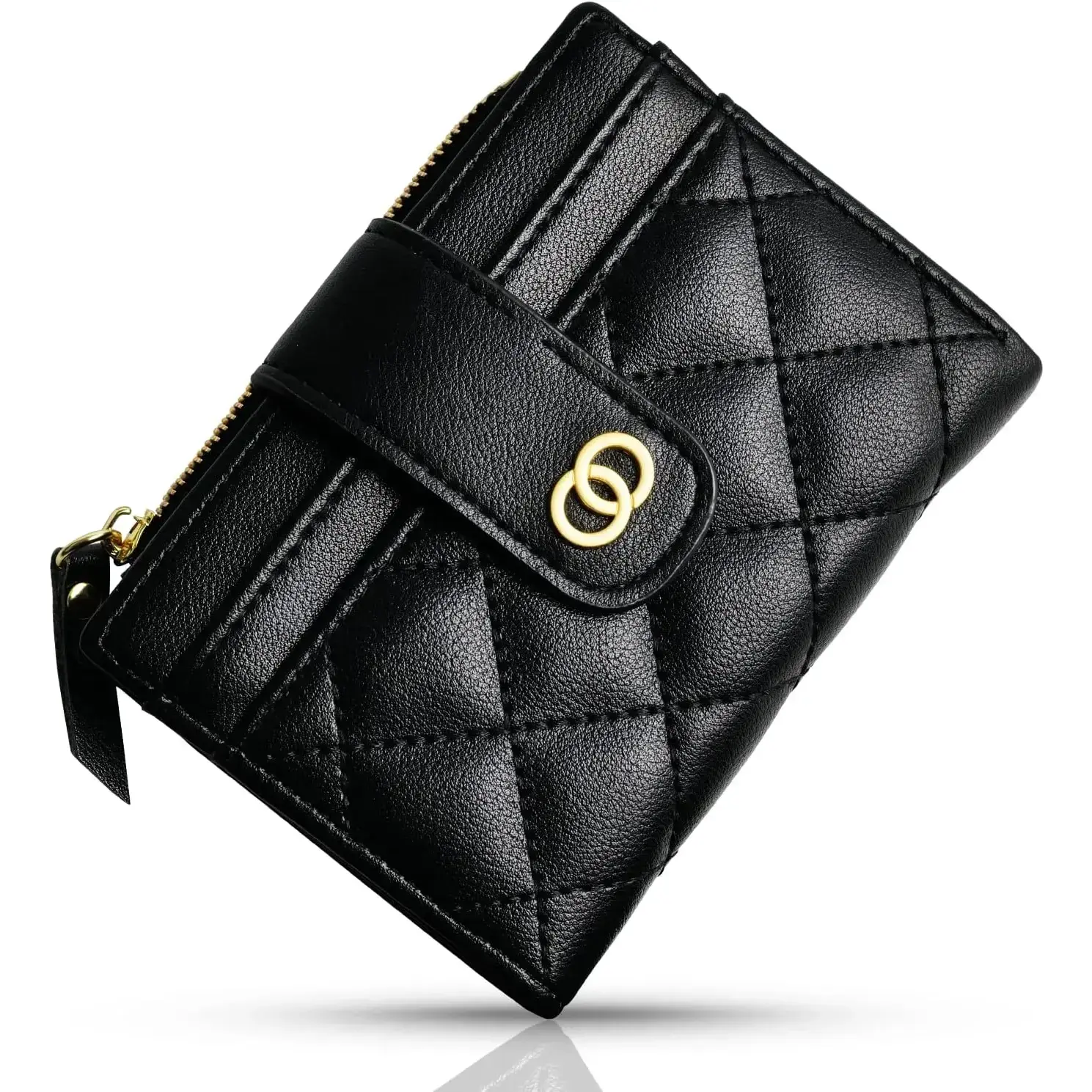 Small Wallet For Women- Credit Card Holder Wallet For Women Girls- Zipper Small Bifold Wallet Mini Coin Purse With ID Window